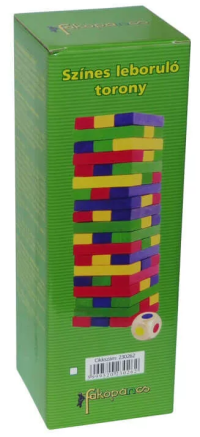 Jenga építőjáték (színes, 54 db)